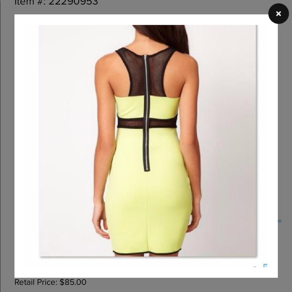 River island neon green and black mesh dress